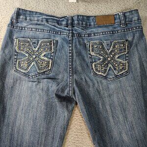 Premiere Jeans Woman’s Size 11/12 Blue Straight Slim Studded Cotton Blend Casual